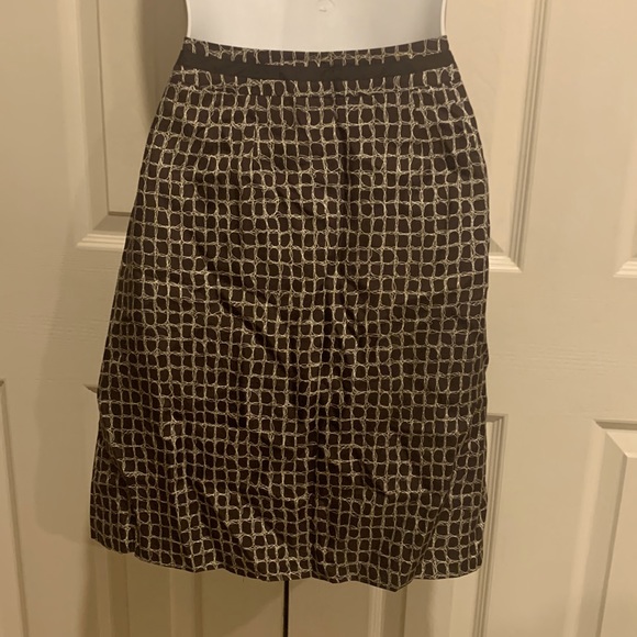 Brown/White Checkered Pleated Skirt - Picture 6 of 6